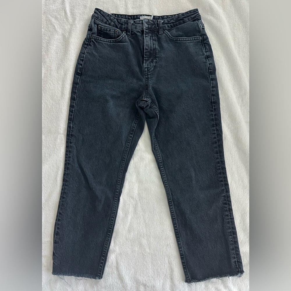 Topshop Womens Straight Leg Jeans in Black - Size Petite 28/28